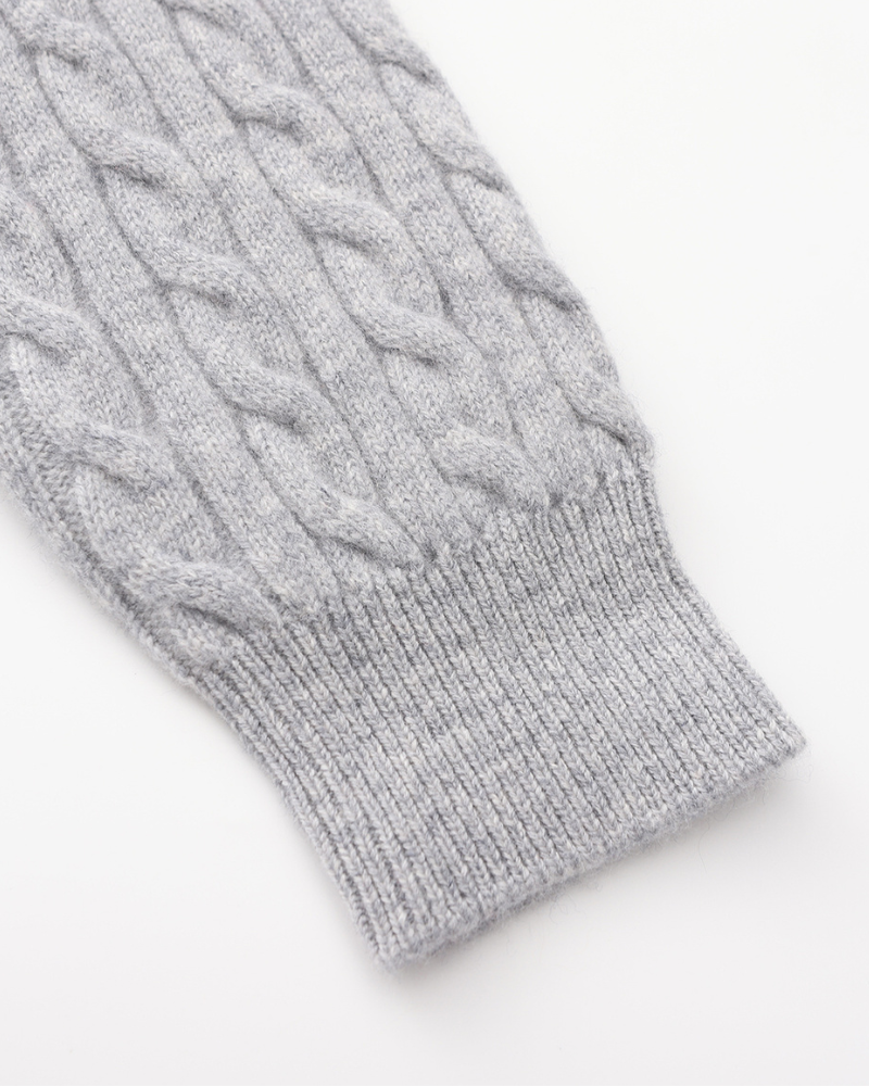 Mezzo zip in 100% cashmere a maglia a trama fitta