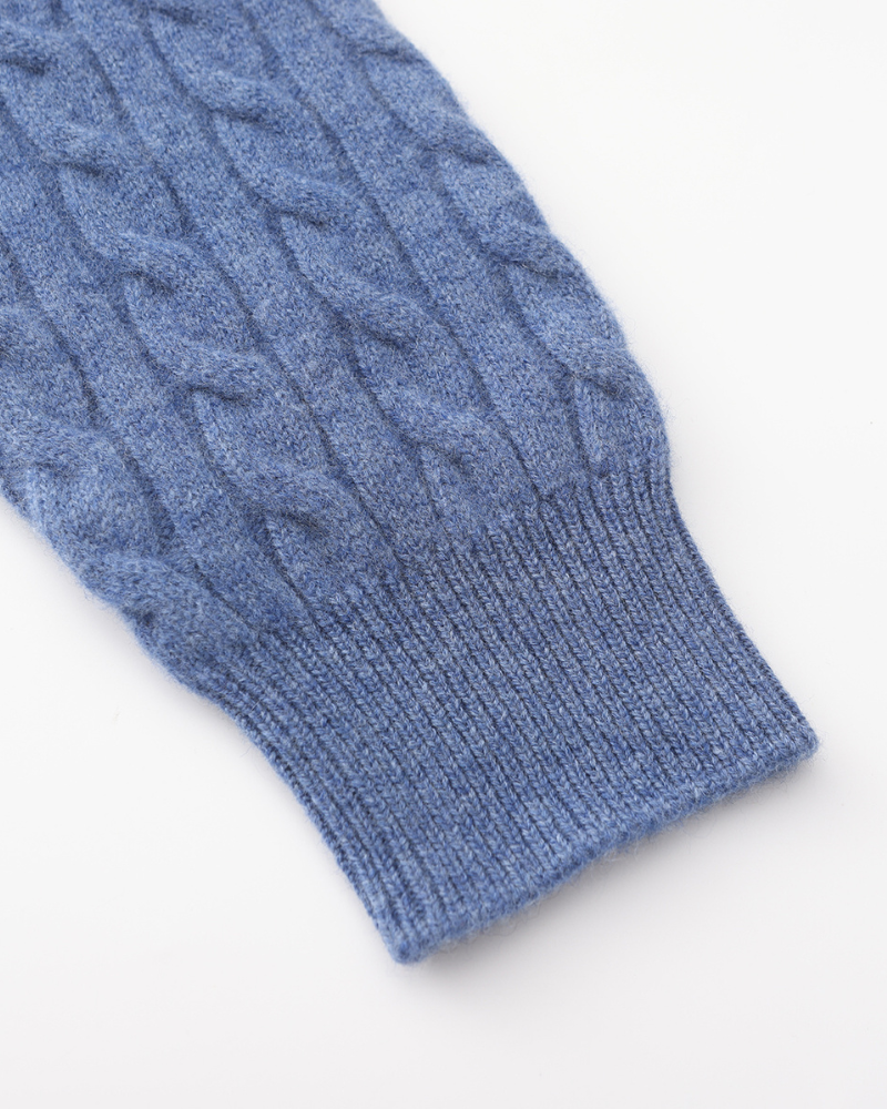 Mezzo zip in 100% cashmere a maglia a trama fitta
