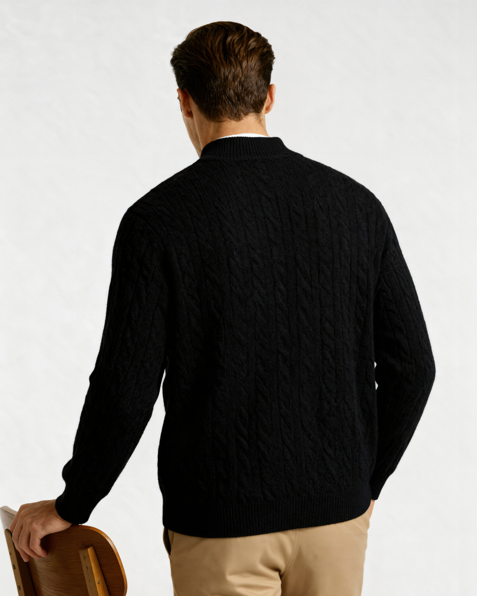 Mezzo zip in 100% cashmere a maglia a trama fitta
