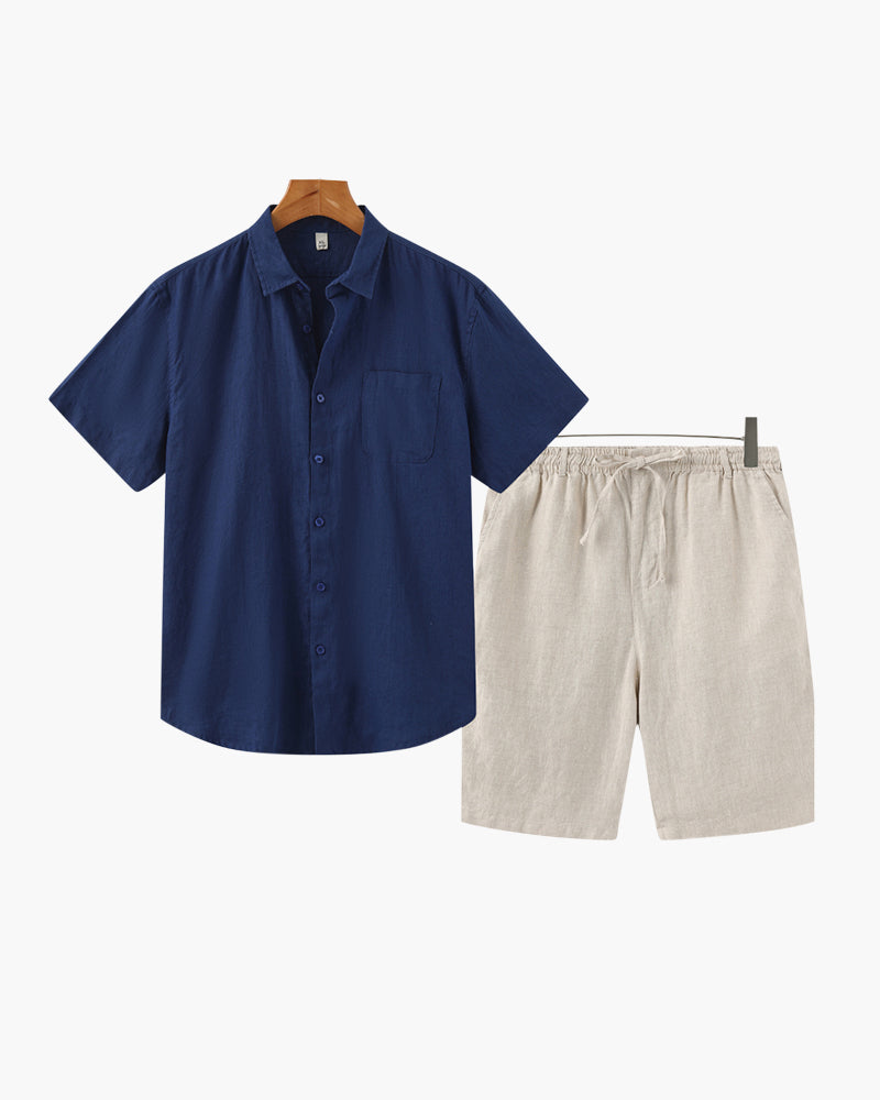 Completo in lino Old Money (pantaloncini)
