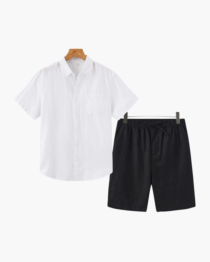 Completo in lino Old Money (pantaloncini)
